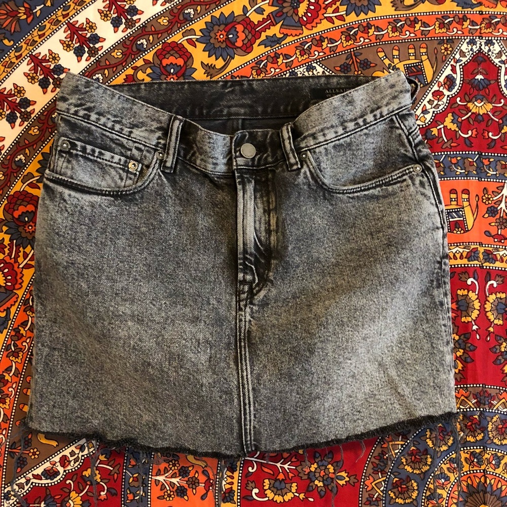All Saints black denim skirt